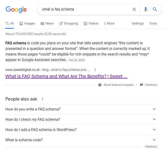 FAQ Schema SERP